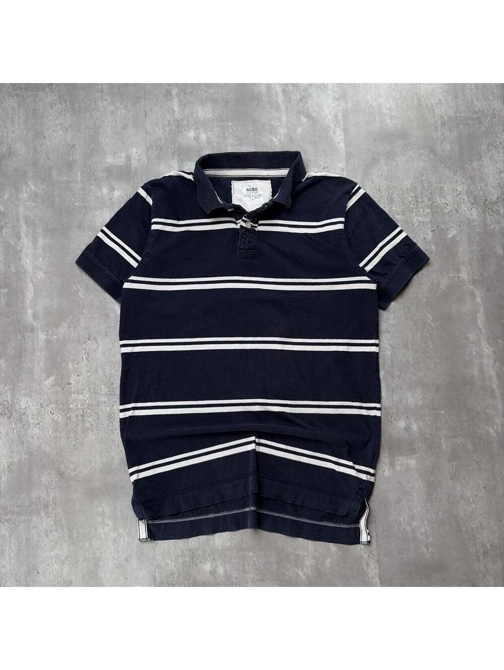 Y2K Navy No Boundaries Grunge Striped Skater Polo Shirt